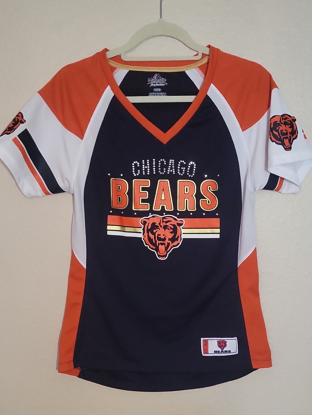 Chicago Bears Womens Size Medium V-neck Majestic Jersey